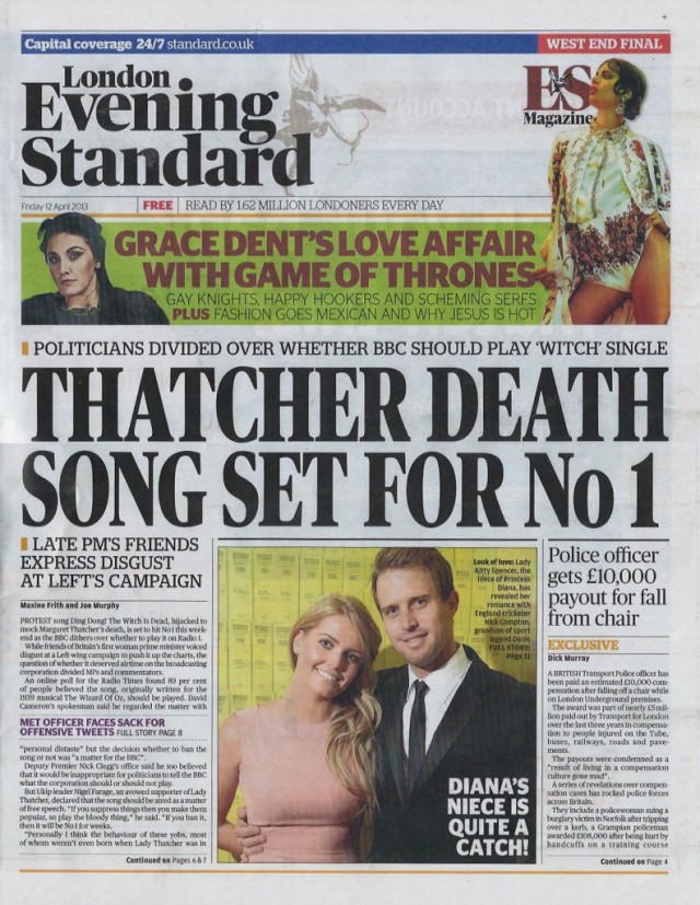 Evening Standard-front page-12.4.13